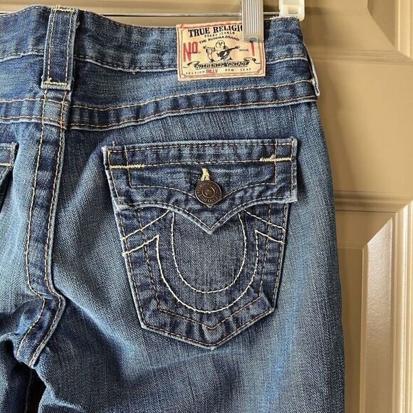 True Religion Denim - True Religion Jeans Women’s 26 Disco Billy Big T Flap Pockets Distressed